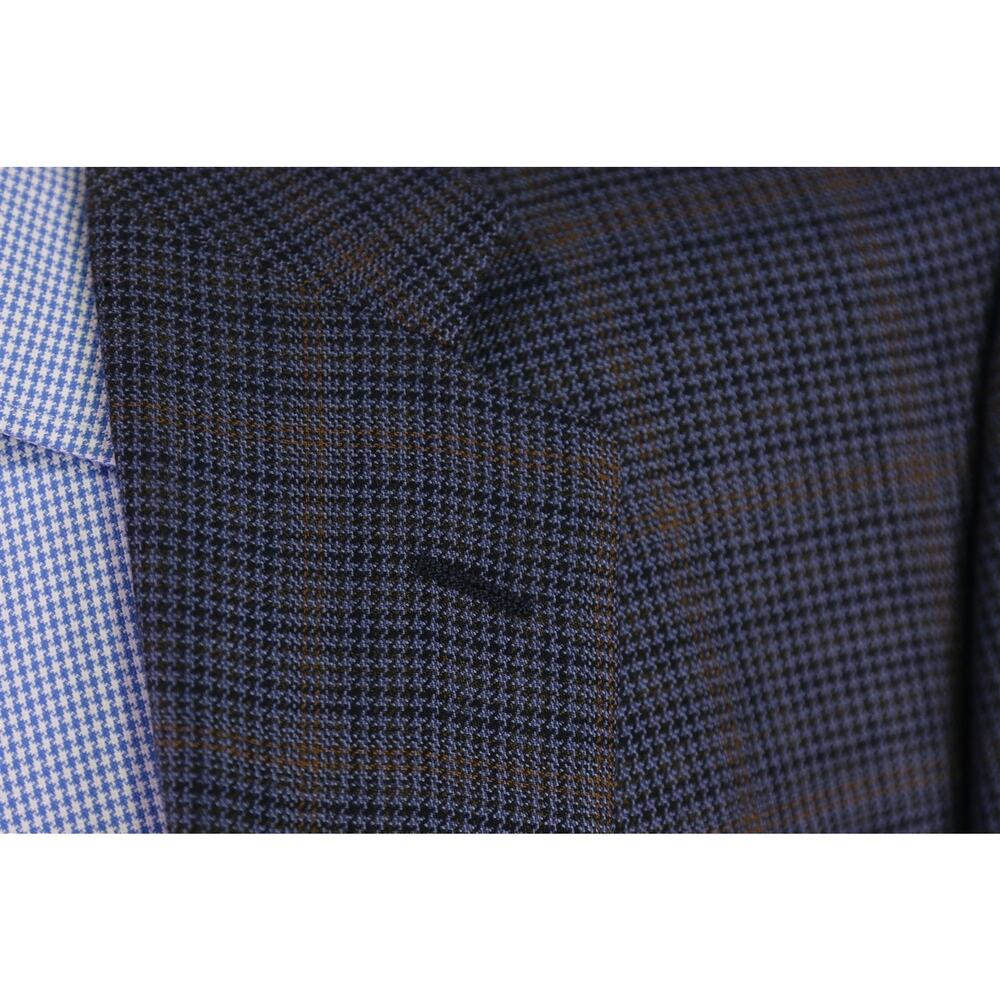 Hickey Freeman Custom Blazer Blue Black Brown 2-Btn Sportcoat Jacket 44L - Picture 5 of 8